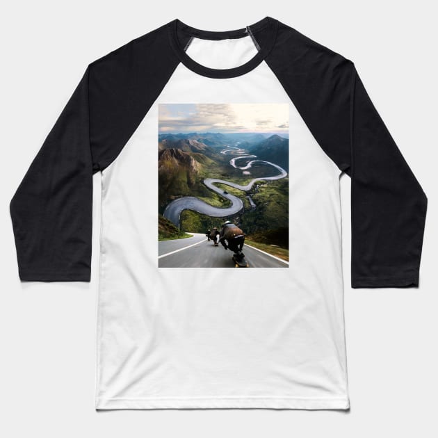 Long Way Down Baseball T-Shirt by sherifarts